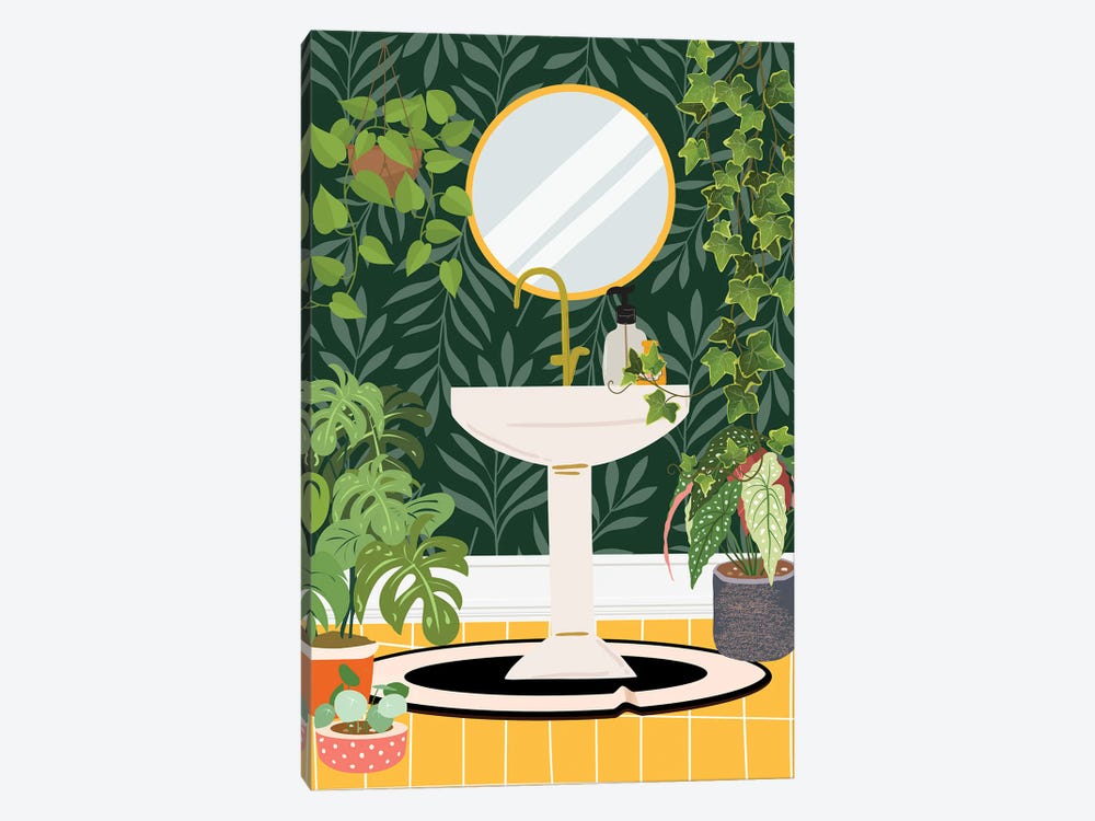 Sink In Tropical Bathroom by Jania Sharipzhanova 1-piece Canvas Art