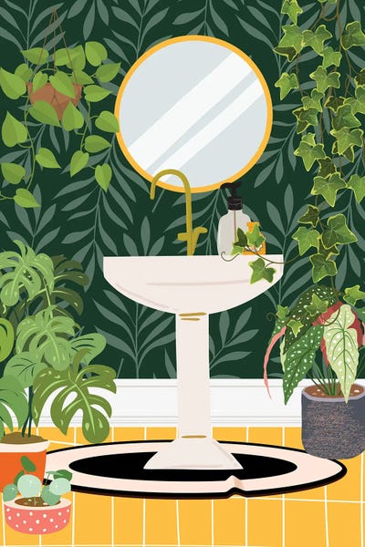 Jania Sharipzhanova: Sink In Tropical Bathroom by Jania Sharipzhanova