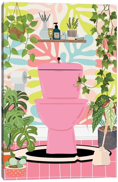 Toilet In Matisse Bathroom Canvas Art Print - The Cut Outs Collection