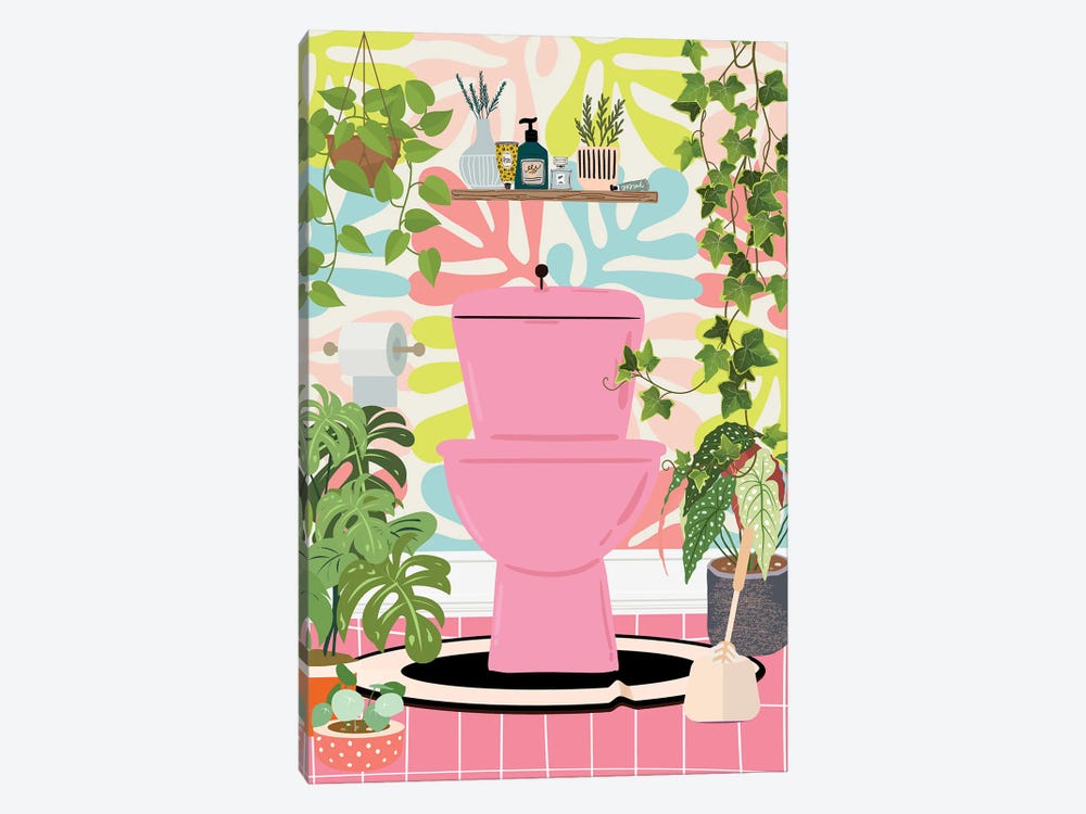 Toilet In Matisse Bathroom by Jania Sharipzhanova 1-piece Canvas Print