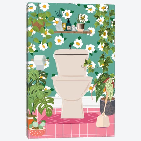 My Toilet In Jungle Bathroom Canvas Print #SHZ652} by Jania Sharipzhanova Canvas Art Print