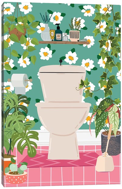 My Toilet In Jungle Bathroom Canvas Art Print - Jania Sharipzhanova