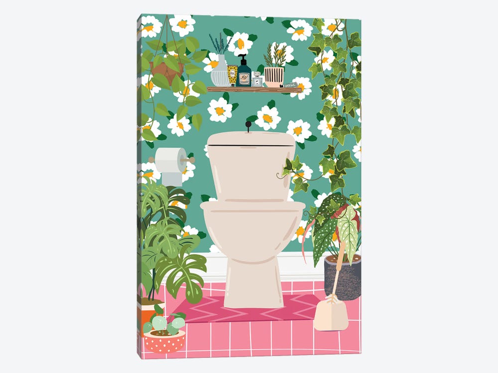 My Toilet In Jungle Bathroom by Jania Sharipzhanova 1-piece Canvas Print