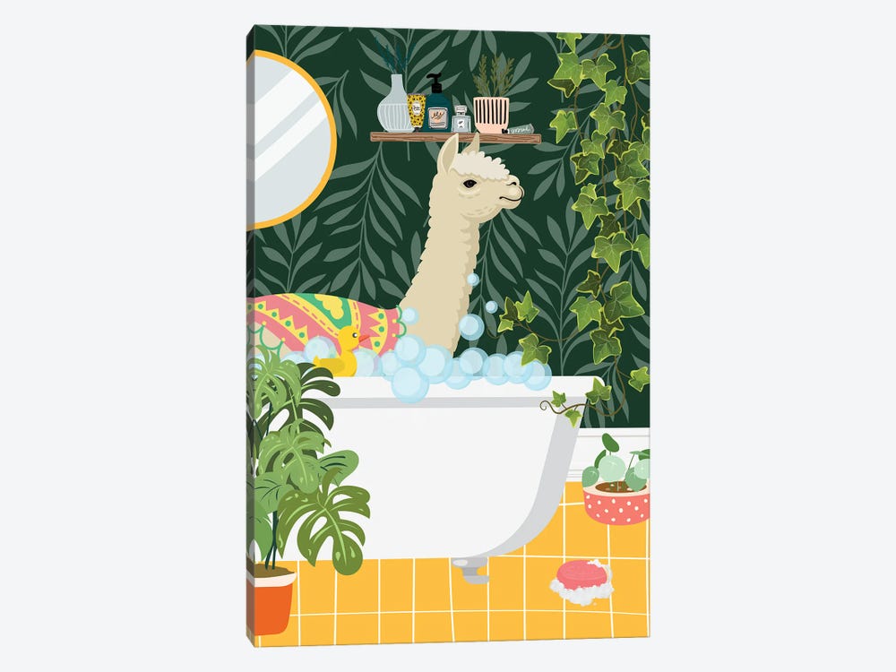Llama Taking A Bath In My Bathroom by Jania Sharipzhanova 1-piece Art Print