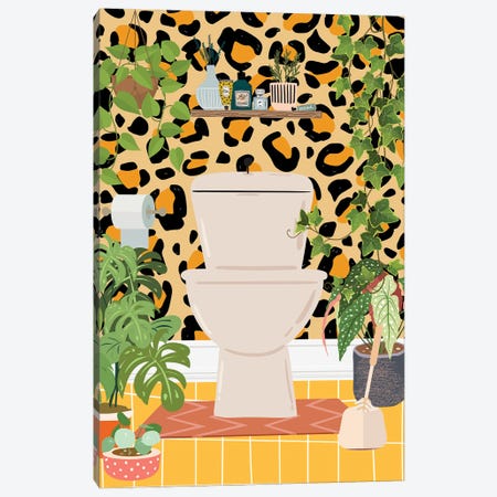 Toilet In Leopard Bathroom Canvas Print #SHZ662} by Jania Sharipzhanova Canvas Wall Art