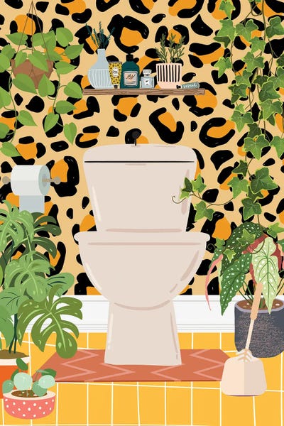 Animal Patterns: Toilet In Leopard Bathroom by Jania Sharipzhanova