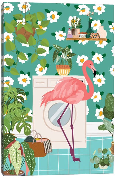 In Laundry Room - Tropical Decor Canvas Art Print - Jania Sharipzhanova