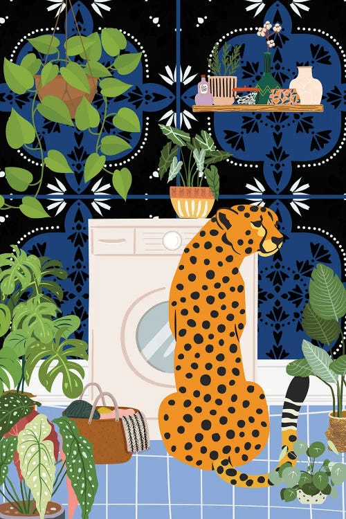 Cheetah In Moroccan Style Laundry Room