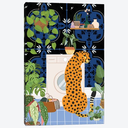 Cheetah In Moroccan Style Laundry Room Canvas Print #SHZ665} by Jania Sharipzhanova Canvas Print