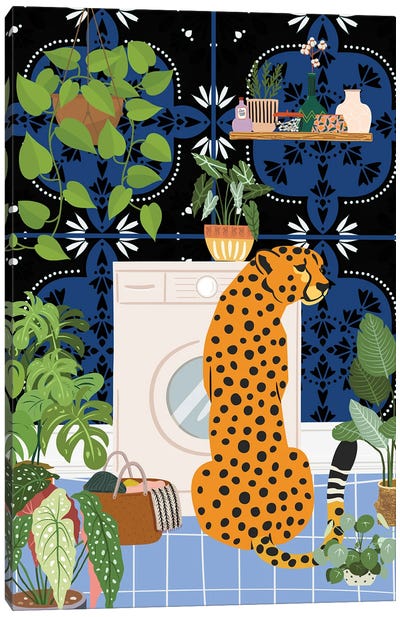 Cheetah In Moroccan Style Laundry Room Canvas Art Print - Jania Sharipzhanova
