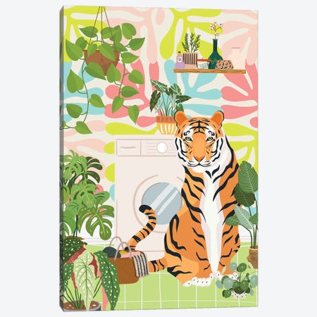 Tiger In Matisse Style Laundry Room Canvas Print #SHZ677} by Jania Sharipzhanova Canvas Wall Art