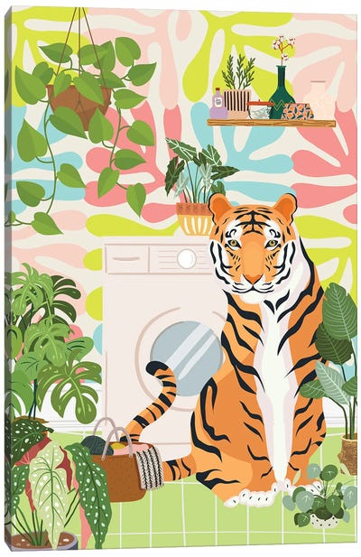 Tiger In Matisse Style Laundry Room Canvas Art Print - Jania Sharipzhanova