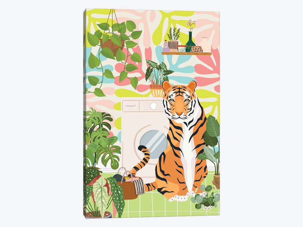 Tiger In Matisse Style Laundry Room by Jania Sharipzhanova 1-piece Canvas Art