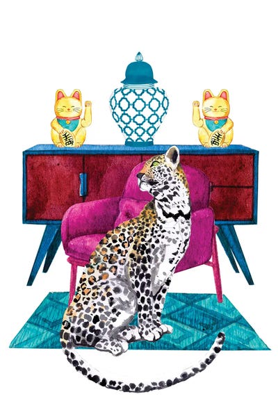 Charming Blue: Cheetah In Maximalist Decor by Jania Sharipzhanova