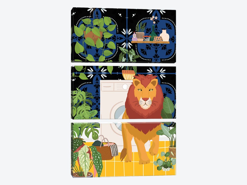 Lion In My Moroccan Style Laundry Room by Jania Sharipzhanova 3-piece Canvas Art Print