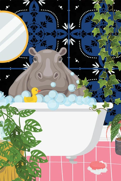 Hippo In My Moroccan Style Bathroom by Jania Sharipzhanova wall art