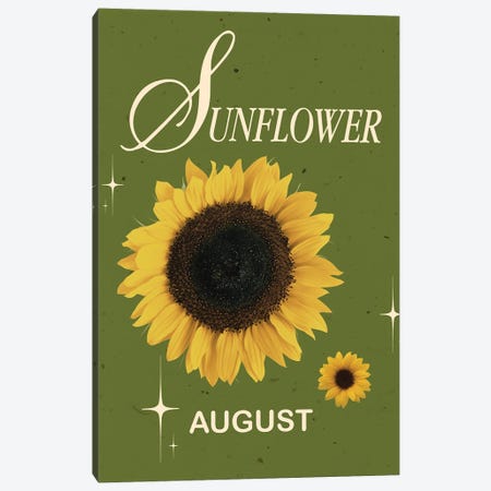 August Birth Flower Sunflower Canvas Print #SHZ683} by Jania Sharipzhanova Canvas Artwork
