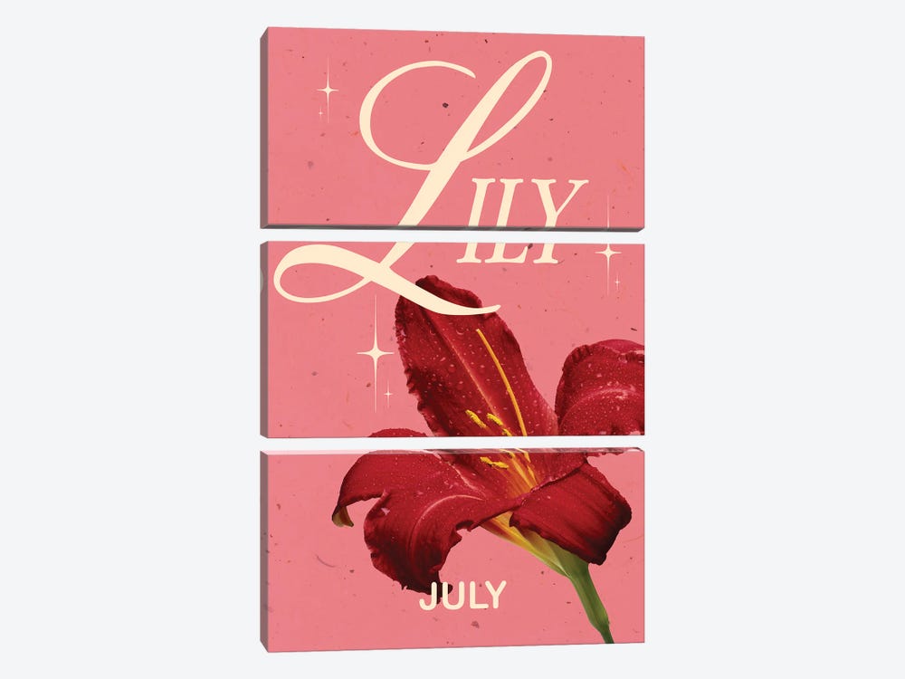 July Birth Flower Lily by Jania Sharipzhanova 3-piece Art Print