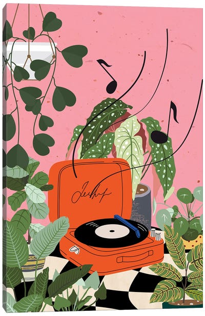 Vinyl Record Player Canvas Art Print - Jania Sharipzhanova