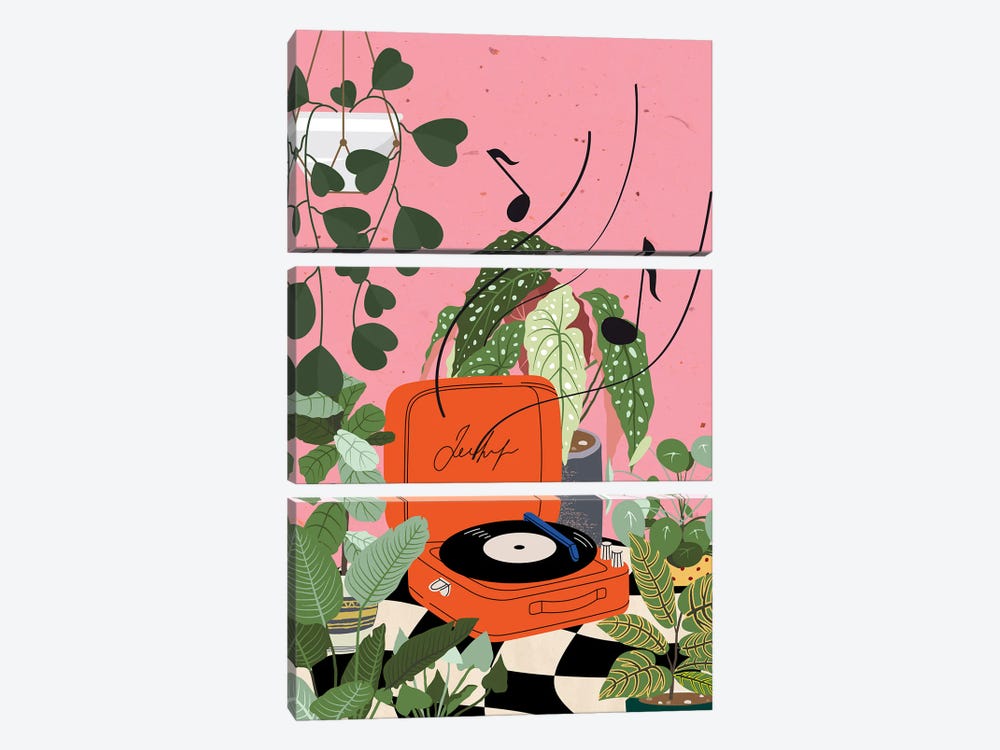 Vinyl Record Player by Jania Sharipzhanova 3-piece Canvas Art Print
