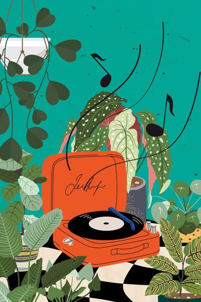 Media Formats: Botanical Vinyl Record Player by Jania Sharipzhanova