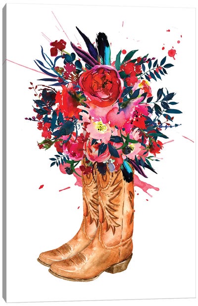Boots And Roses Canvas Art Print - Boots