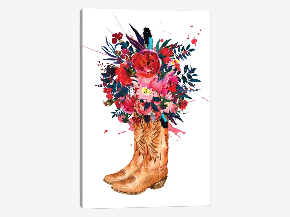 Boots And Roses by Jania Sharipzhanova 1-piece Canvas Wall Art