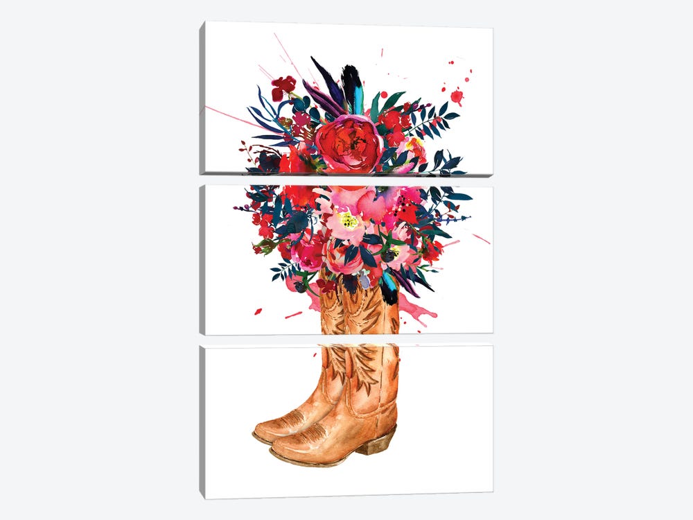 Boots And Roses by Jania Sharipzhanova 3-piece Canvas Artwork