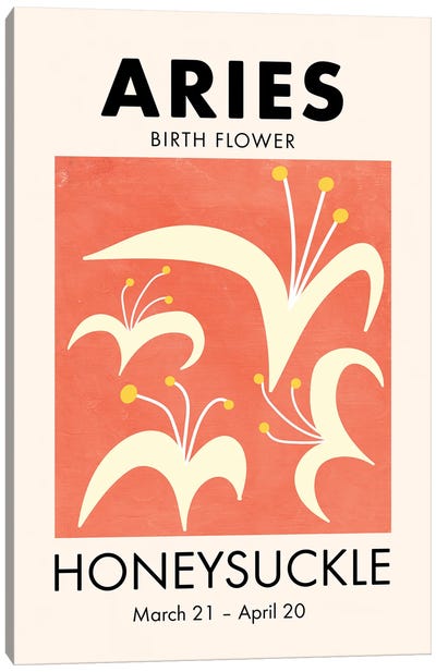 Aries Birth Flower Canvas Art Print - Zodiac Art