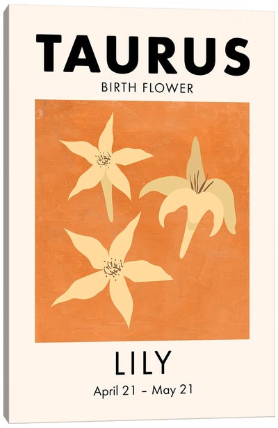 Taurus Birth Flower Canvas Art Print - Taurus Art