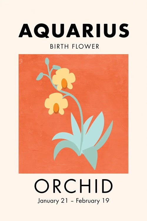 Aquarius Birth Flower by Jania Sharipzhanova wall art