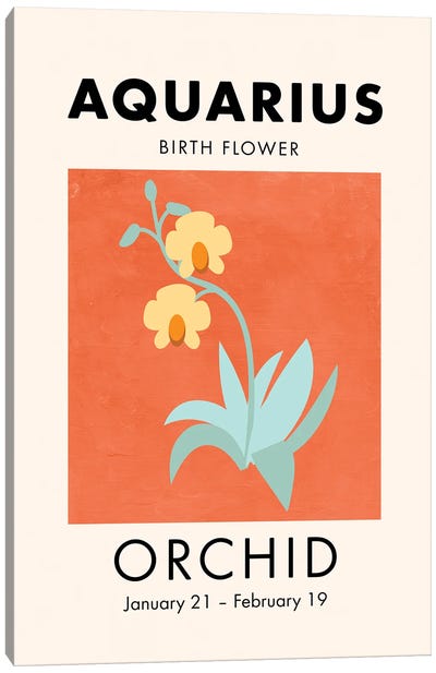 Aquarius Birth Flower Canvas Art Print - Orchid Art