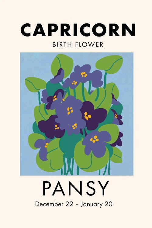 Capricorn Birth Flower by Jania Sharipzhanova wall art