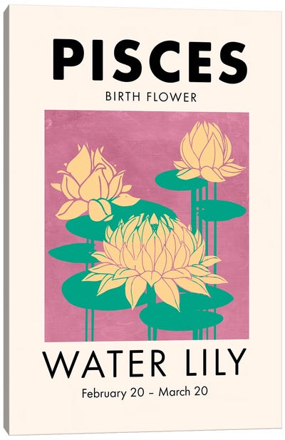 Pisces Birth Flower Canvas Art Print - Astrology Art