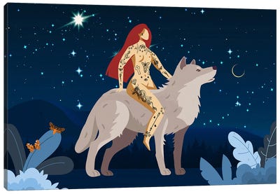 Riding My Werewolf Canvas Art Print - Jania Sharipzhanova