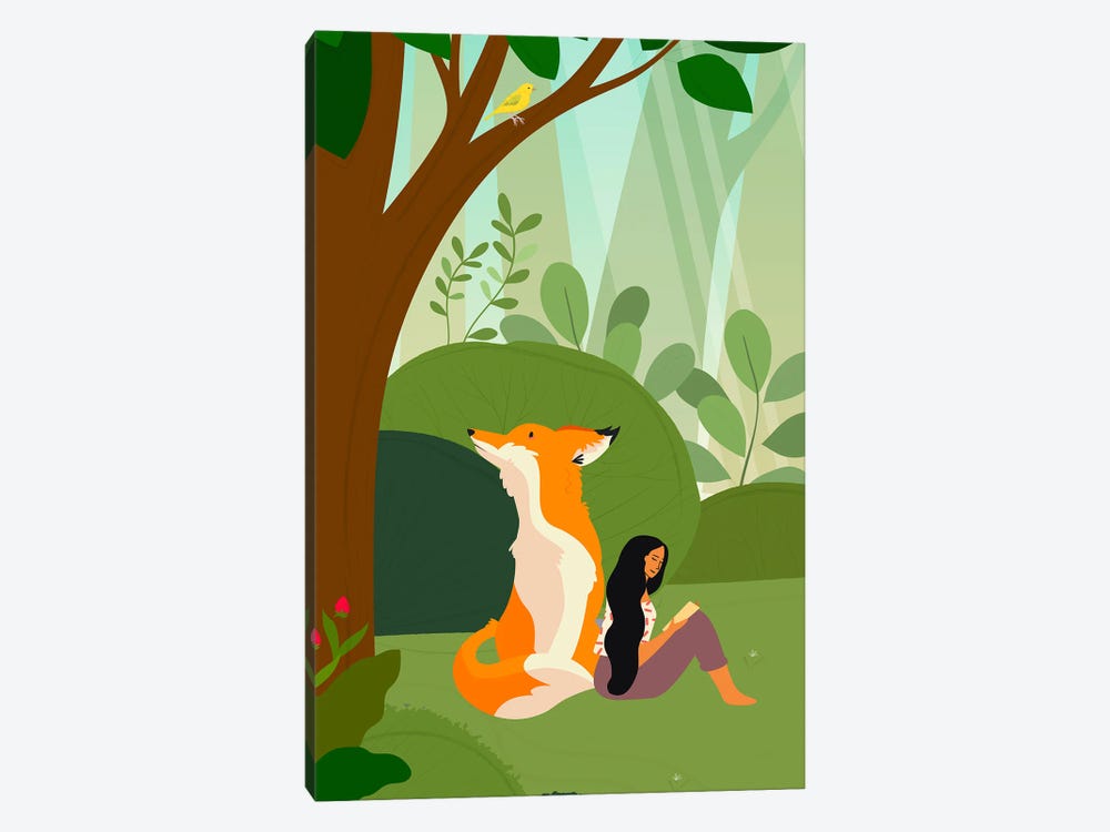 Book Nook In Forest by Jania Sharipzhanova 1-piece Canvas Art Print