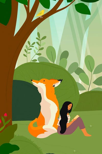 Jania Sharipzhanova: Book Nook In Forest by Jania Sharipzhanova