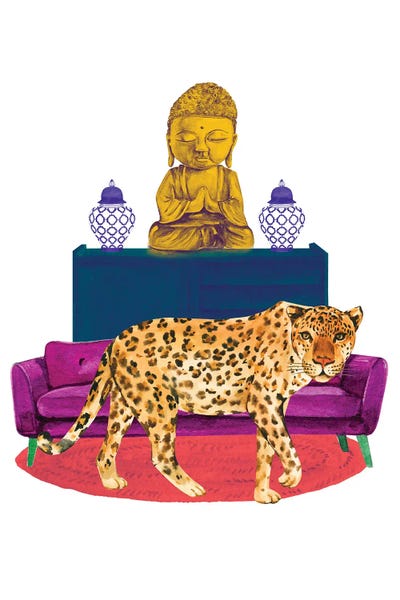 Jania Sharipzhanova: Cheetah In Living Room by Jania Sharipzhanova