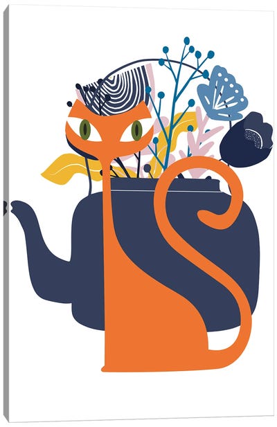 Mod Ginger Cat Canvas Art Print - Orange Cat Art