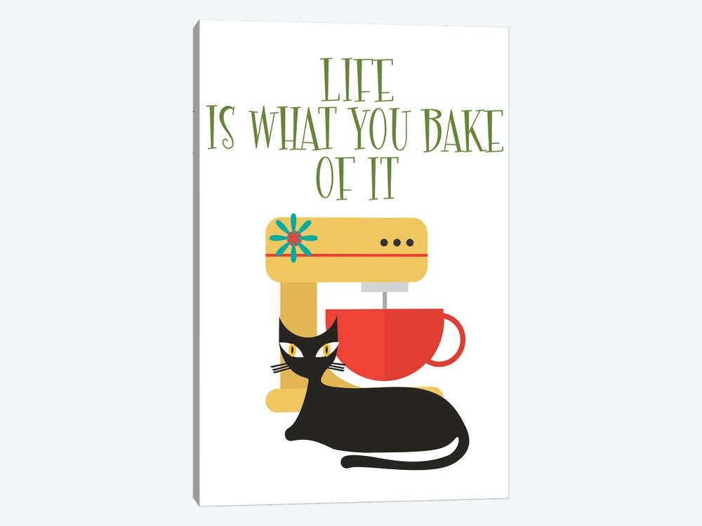 Life Is What You Bake Of It Mod Cat by Jania Sharipzhanova 1-piece Canvas Art