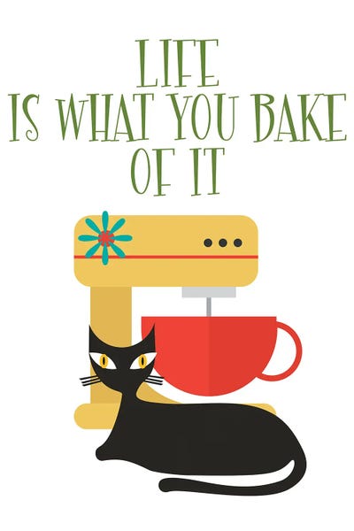 Black Cats: Life Is What You Bake Of It Mod Cat by Jania Sharipzhanova