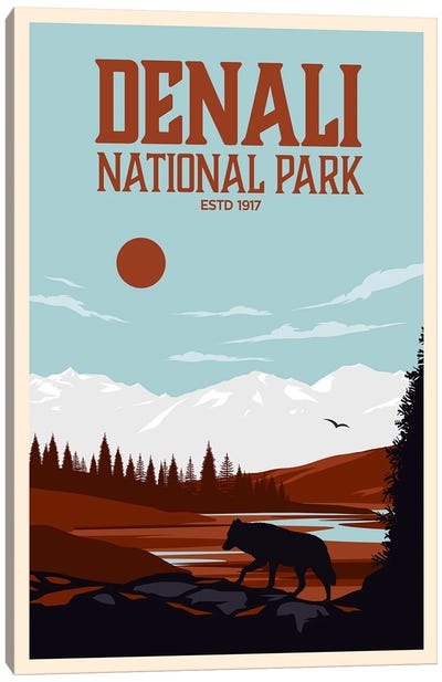 Denali National Park Canvas Art Print - National Parks Travel Posters