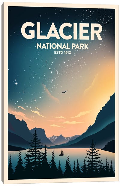 Glacier National Park Canvas Art Print - Astronomy & Space Art