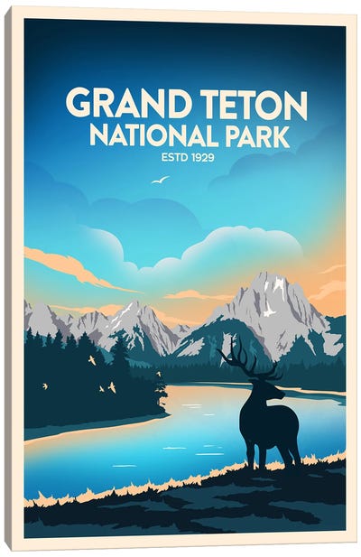 Grand Teton National Park Canvas Art Print - National Parks Travel Posters