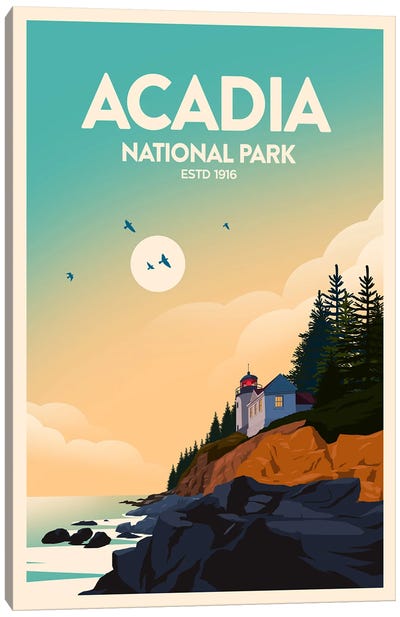 Acadia National Park Canvas Art Print - National Parks Travel Posters