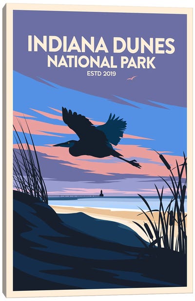 Indiana Dunes National Park Canvas Art Print - Heron Art