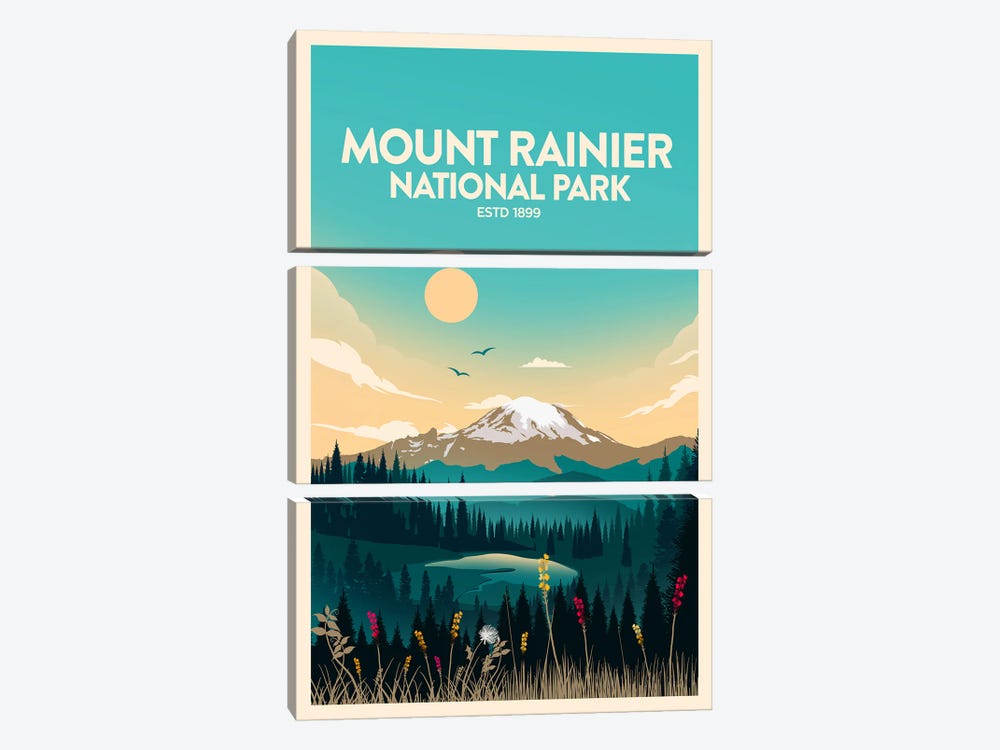 Mount Rainier National Park by Studio Inception 3-piece Canvas Print
