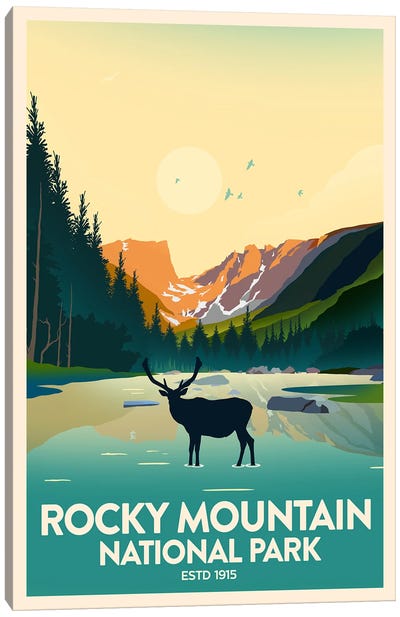Rocky Mountain National Park Canvas Art Print - National Parks Travel Posters