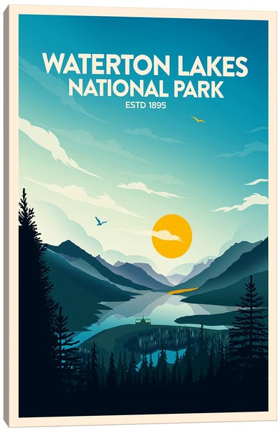 Waterton Lakes National Park Canvas Art Print - National Parks Travel Posters