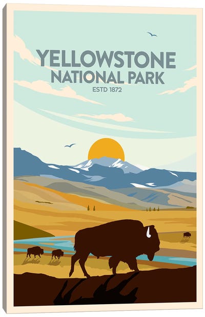 Yellowstone National Park Canvas Art Print - National Parks Travel Posters